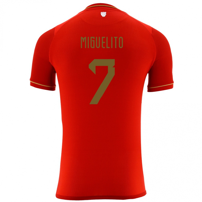 Kids Football Bolivia Miguelito #7 Red Away Jersey 24-26 T-Shirt Uk