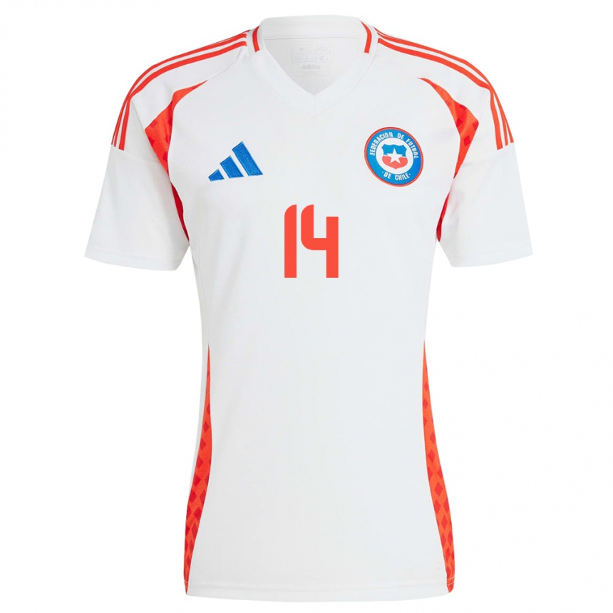 Kids Football Chile Cristián Zavala #14 White Away Jersey 24-26 T-Shirt Uk