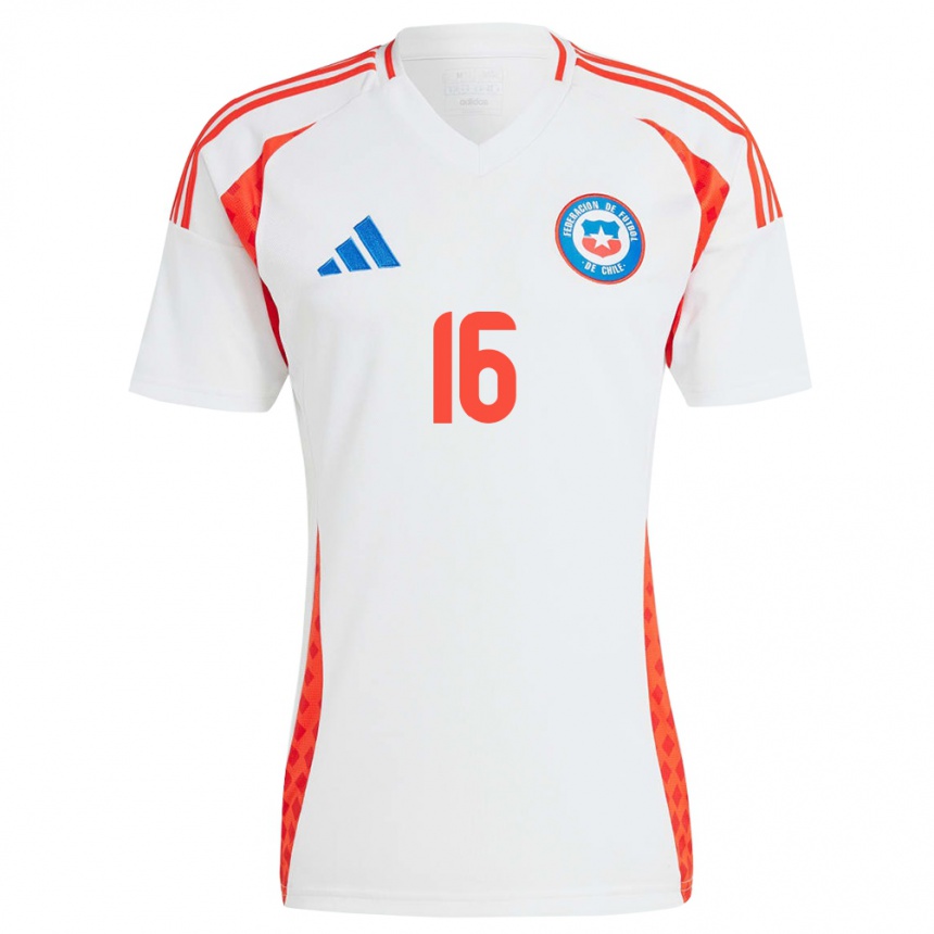 Kids Football Chile Jeison Fuentealba #16 White Away Jersey 24-26 T-Shirt Uk