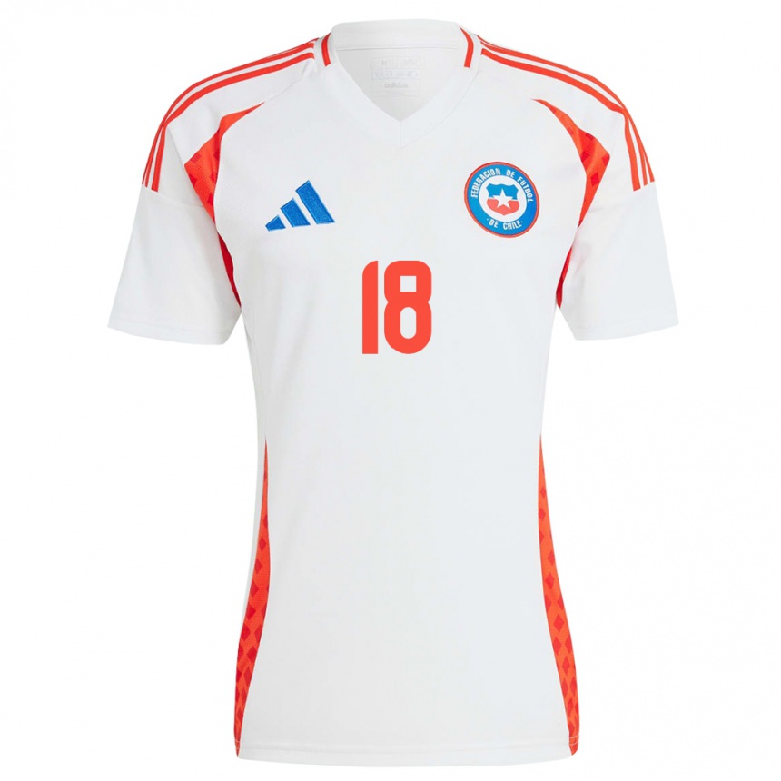 Kids Football Chile Rodrigo Echeverría #18 White Away Jersey 24-26 T-Shirt Uk