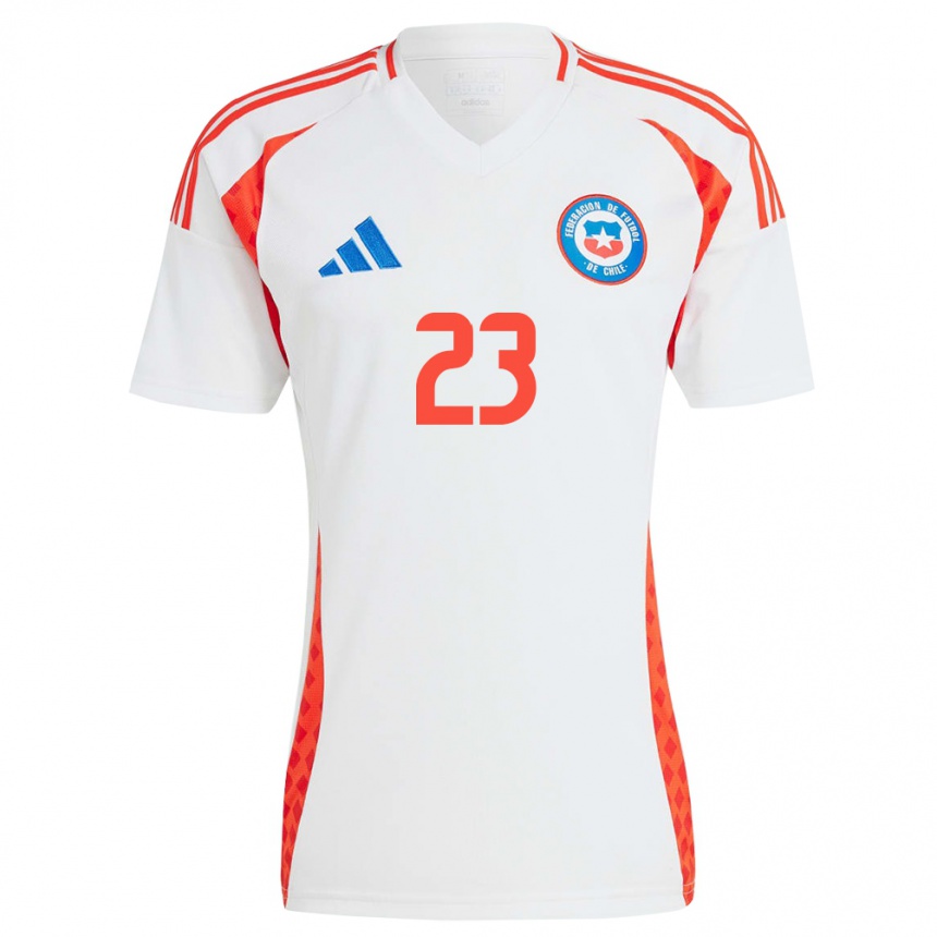 Kids Football Chile Brayan Cortés #23 White Away Jersey 24-26 T-Shirt Uk