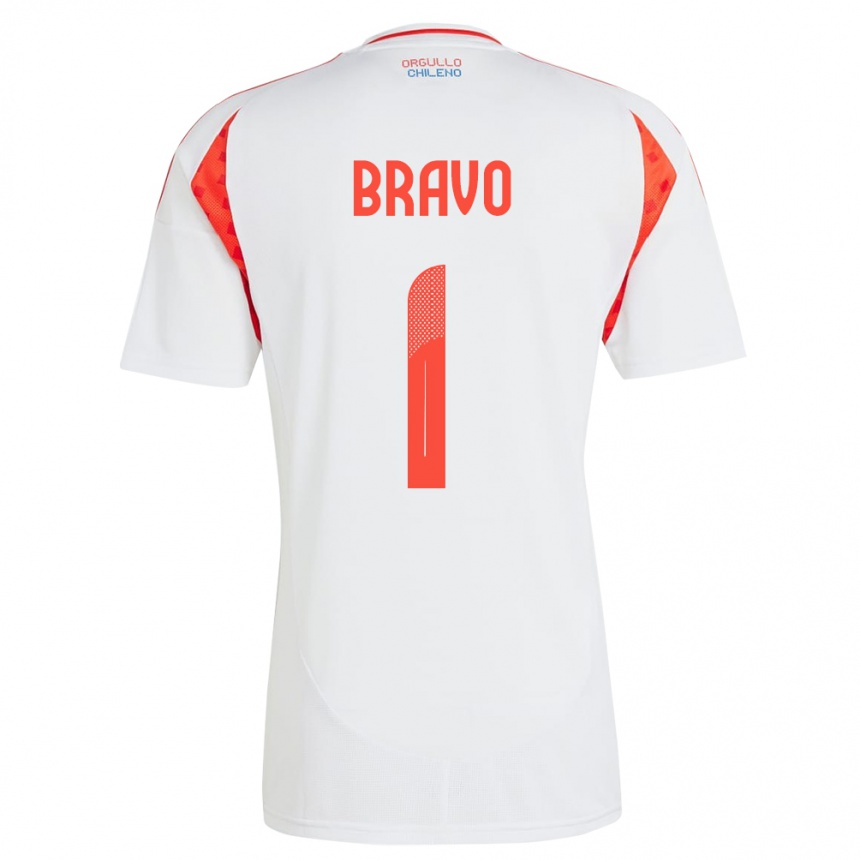 Kids Football Chile Claudio Bravo #1 White Away Jersey 24-26 T-Shirt Uk