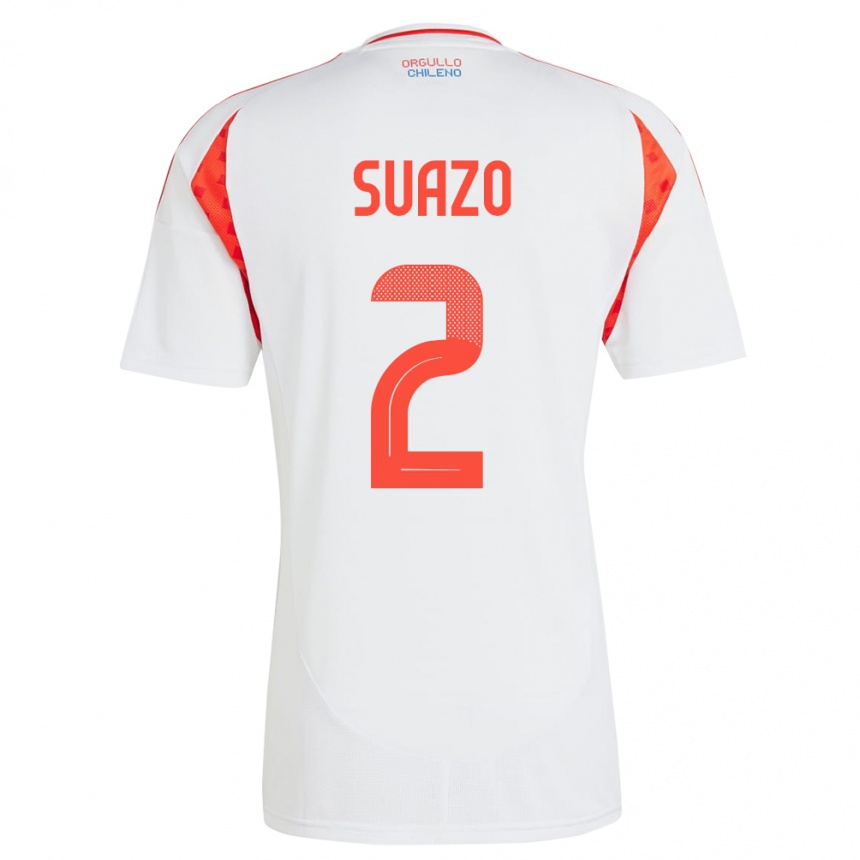 Kids Football Chile Gabriel Suazo #2 White Away Jersey 24-26 T-Shirt Uk