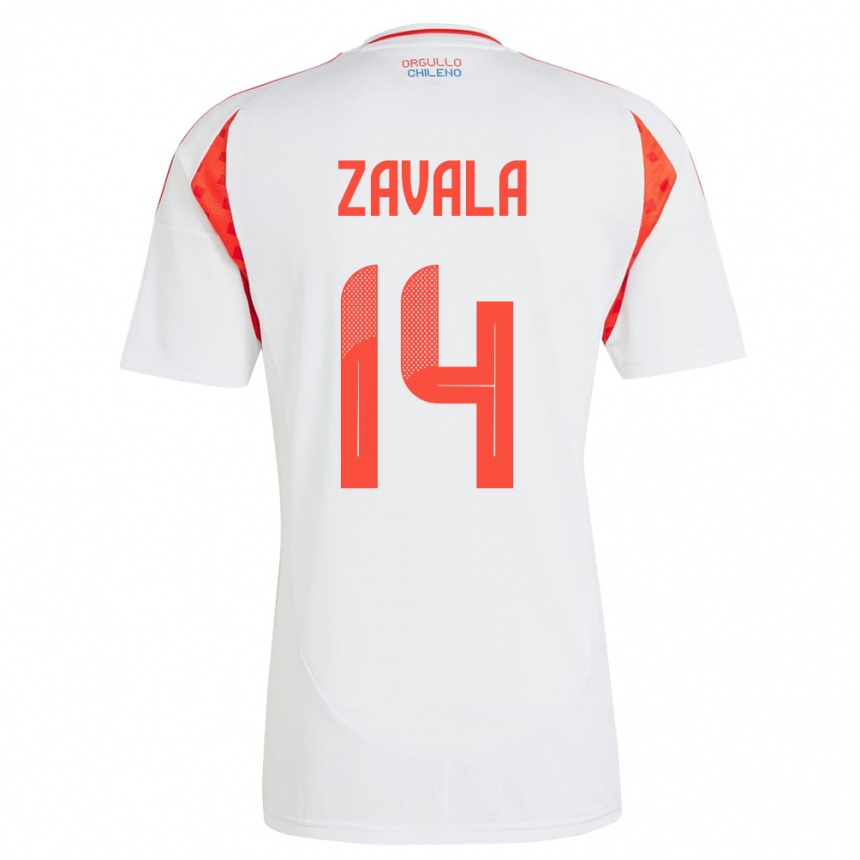 Kids Football Chile Cristián Zavala #14 White Away Jersey 24-26 T-Shirt Uk