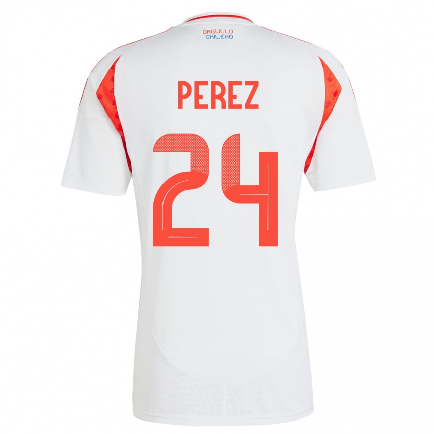 Kids Football Chile César Pérez #24 White Away Jersey 24-26 T-Shirt Uk