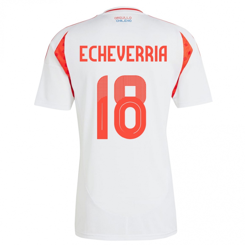 Kids Football Chile Rodrigo Echeverría #18 White Away Jersey 24-26 T-Shirt Uk