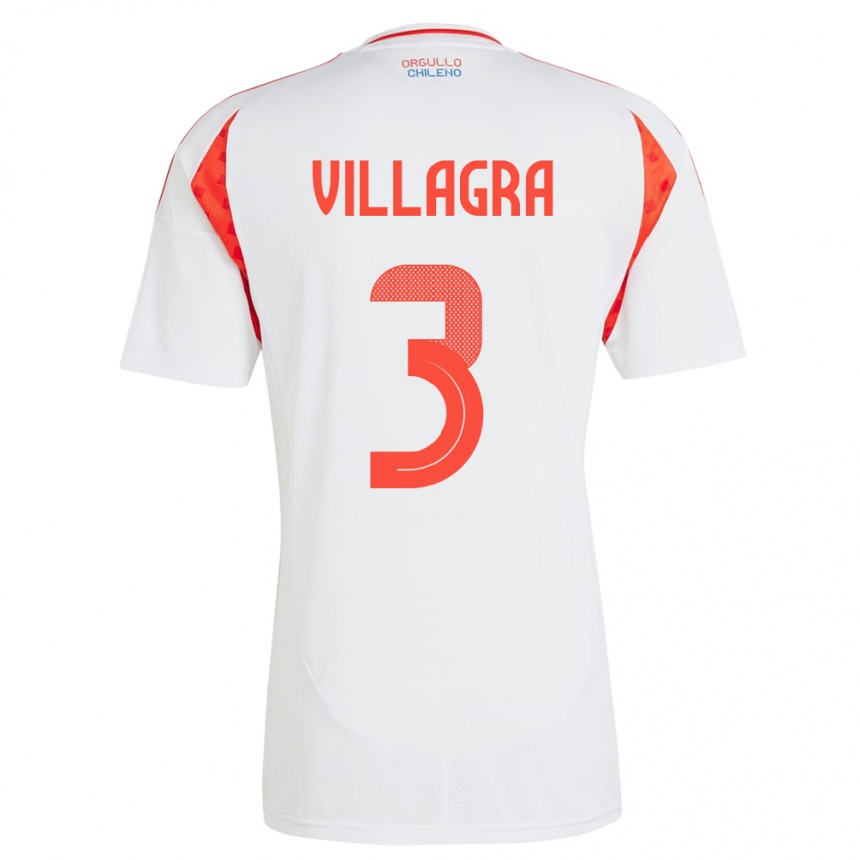 Kids Football Chile Jonathan Villagra #3 White Away Jersey 24-26 T-Shirt Uk