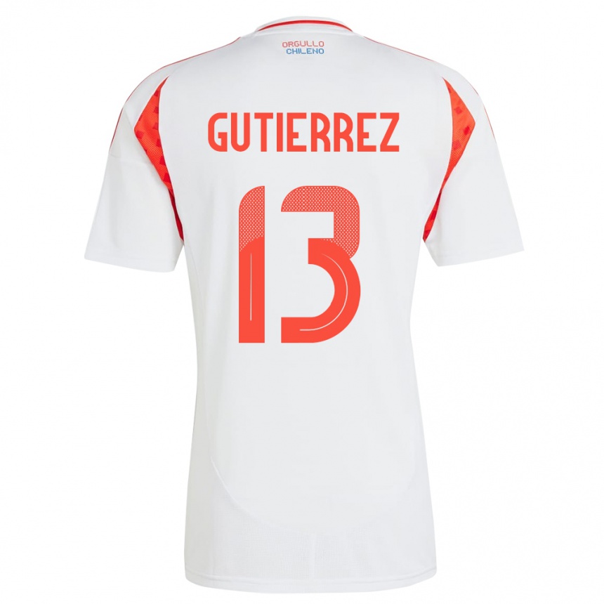 Kids Football Chile Daniel Gutiérrez #13 White Away Jersey 24-26 T-Shirt Uk