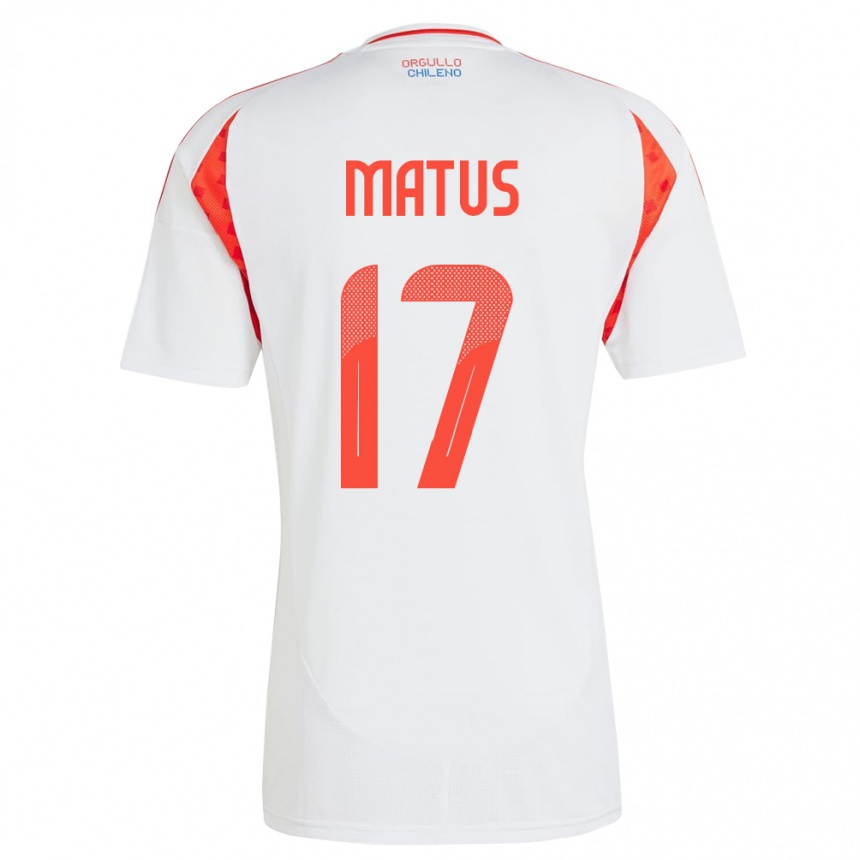 Kids Football Chile Esteban Matus #17 White Away Jersey 24-26 T-Shirt Uk