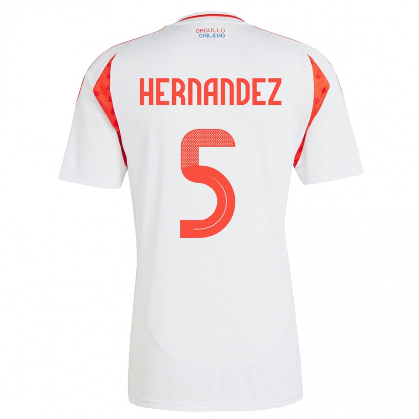 Kids Football Chile Monserrat Hernández #5 White Away Jersey 24-26 T-Shirt Uk