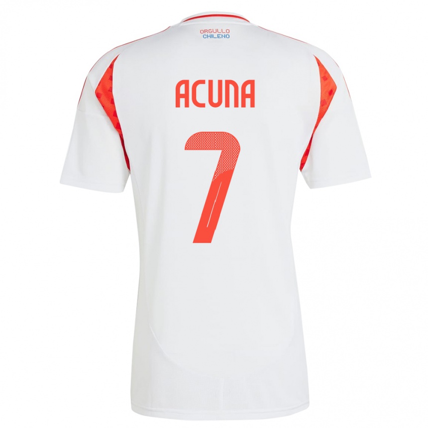 Kids Football Chile Yenny Acuña #7 White Away Jersey 24-26 T-Shirt Uk