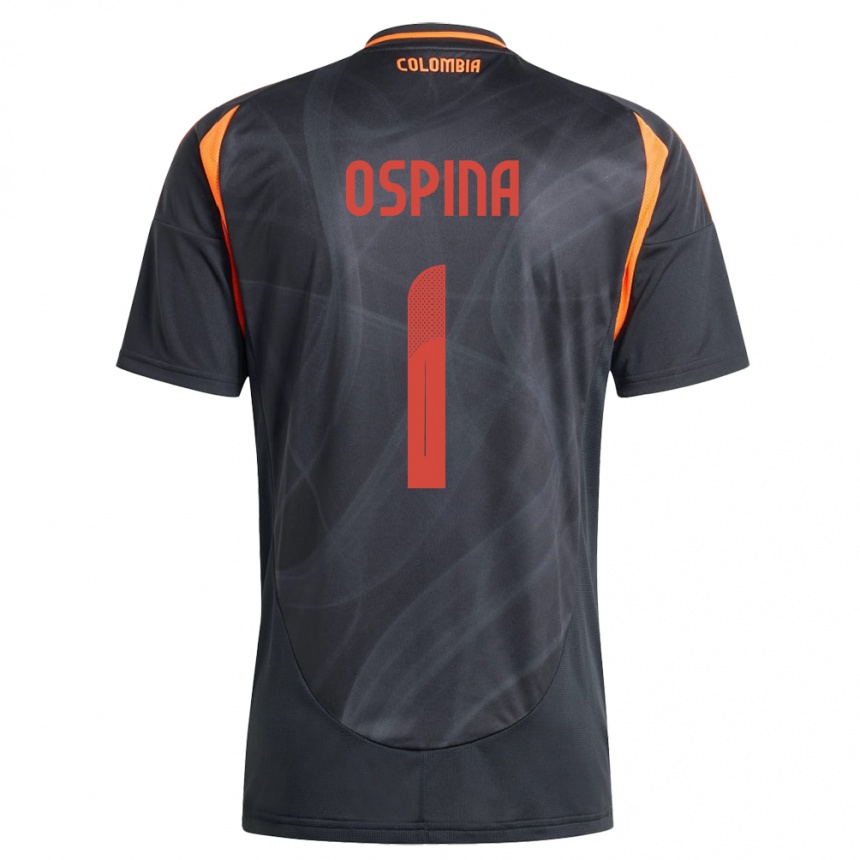 Kids Football Colombia David Ospina #1 Black Away Jersey 24-26 T-Shirt Uk