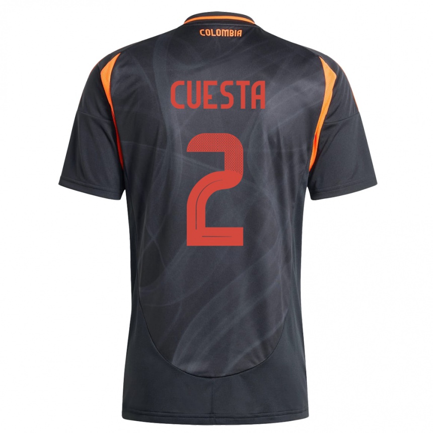 Kids Football Colombia Carlos Cuesta #2 Black Away Jersey 24-26 T-Shirt Uk