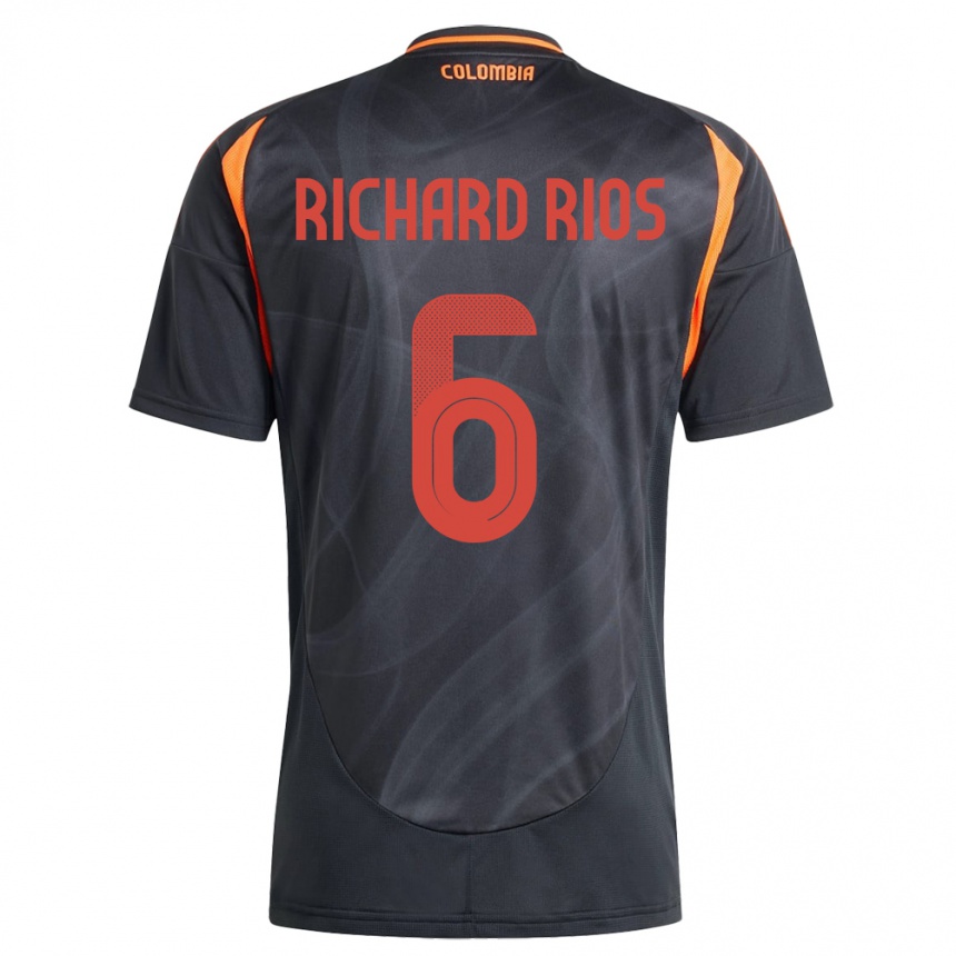 Kids Football Colombia Richard Ríos #6 Black Away Jersey 24-26 T-Shirt Uk