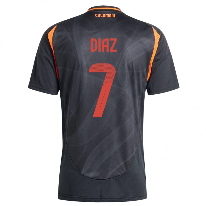 Kids Football Colombia Luis Díaz #7 Black Away Jersey 24-26 T-Shirt Uk