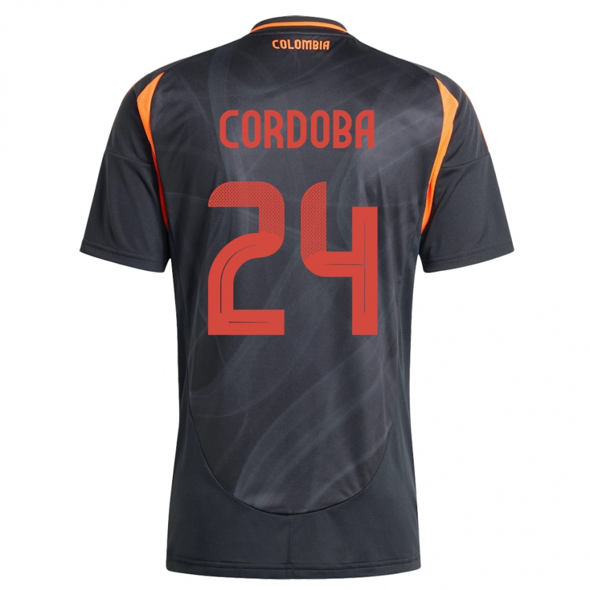 Kids Football Colombia Jhon Córdoba #24 Black Away Jersey 24-26 T-Shirt Uk