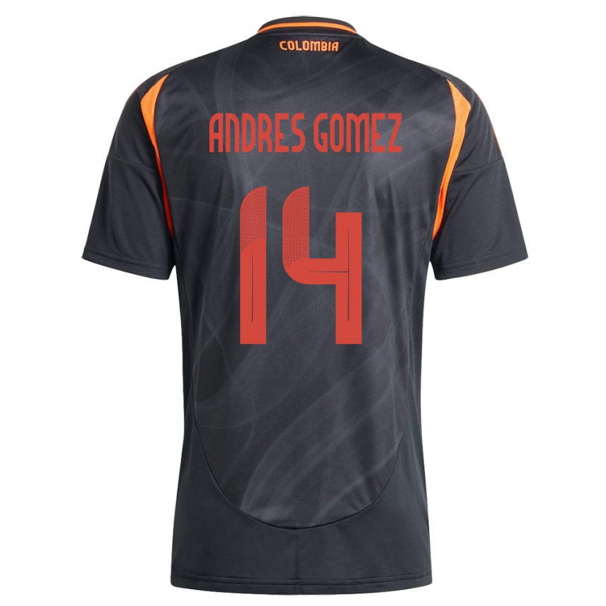 Kids Football Colombia Carlos Andrés Gómez #14 Black Away Jersey 24-26 T-Shirt Uk