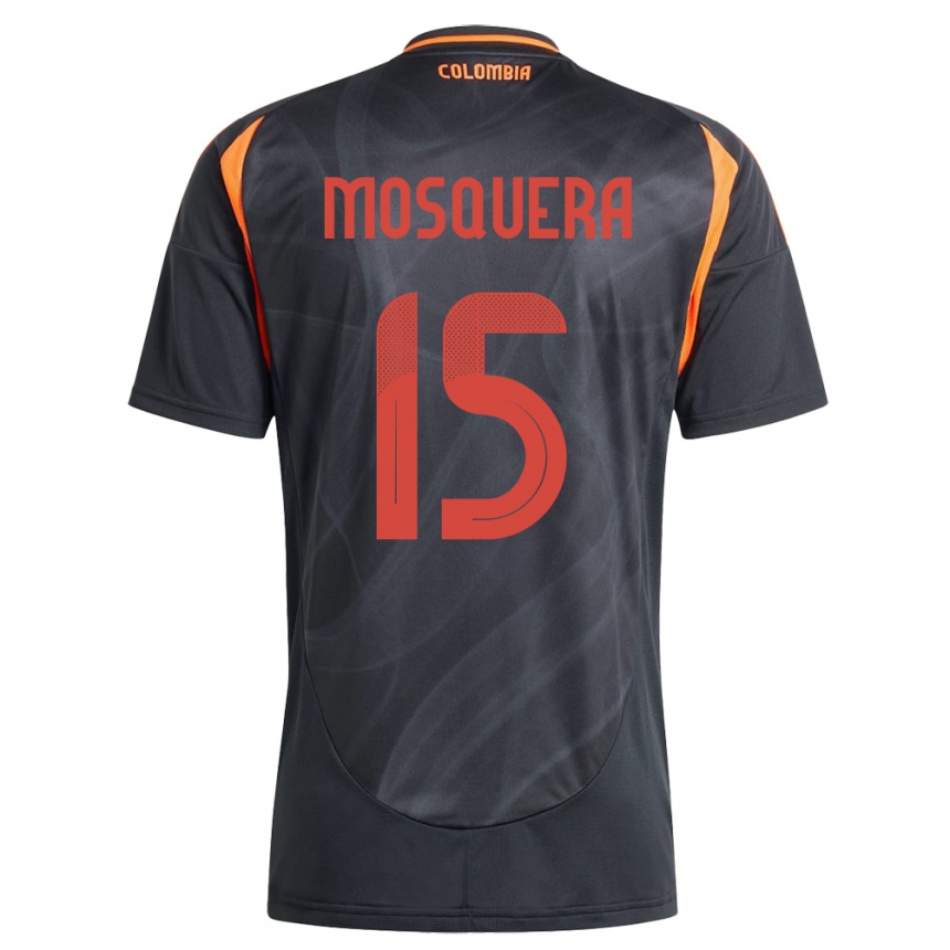 Kids Football Colombia Yerson Mosquera #15 Black Away Jersey 24-26 T-Shirt Uk