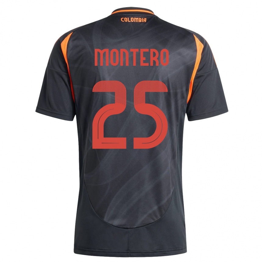 Kids Football Colombia Álvaro Montero #25 Black Away Jersey 24-26 T-Shirt Uk