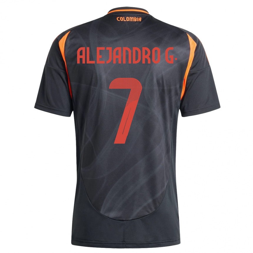 Kids Football Colombia Alejandro García #7 Black Away Jersey 24-26 T-Shirt Uk