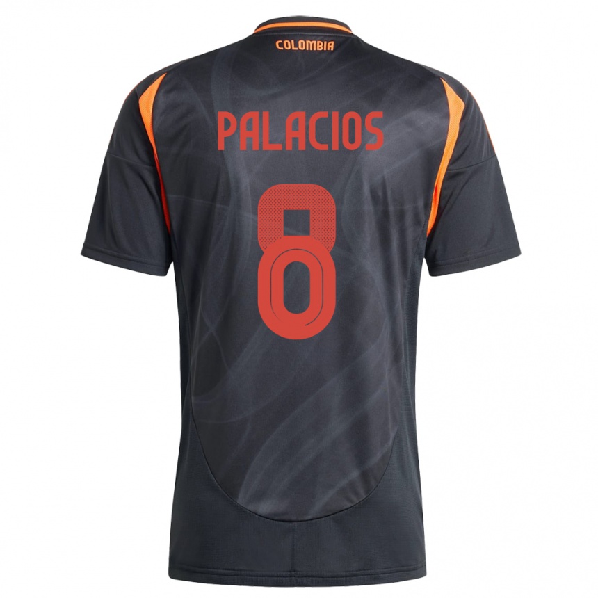 Kids Football Colombia Brahian Palacios #8 Black Away Jersey 24-26 T-Shirt Uk