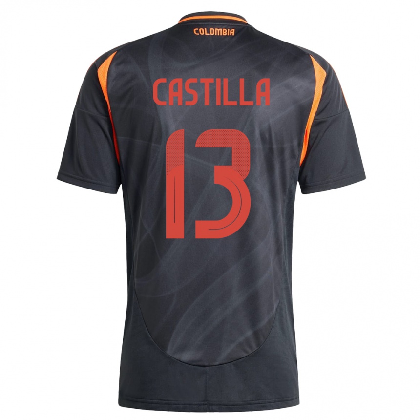 Kids Football Colombia Juan Castilla #13 Black Away Jersey 24-26 T-Shirt Uk