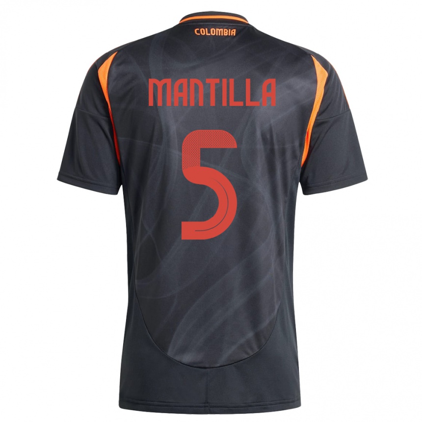 Kids Football Colombia Kevin Mantilla #5 Black Away Jersey 24-26 T-Shirt Uk