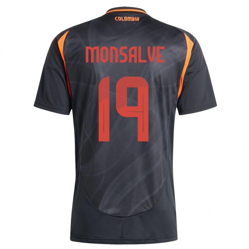 Kids Football Colombia Miguel Monsalve #19 Black Away Jersey 24-26 T-Shirt Uk