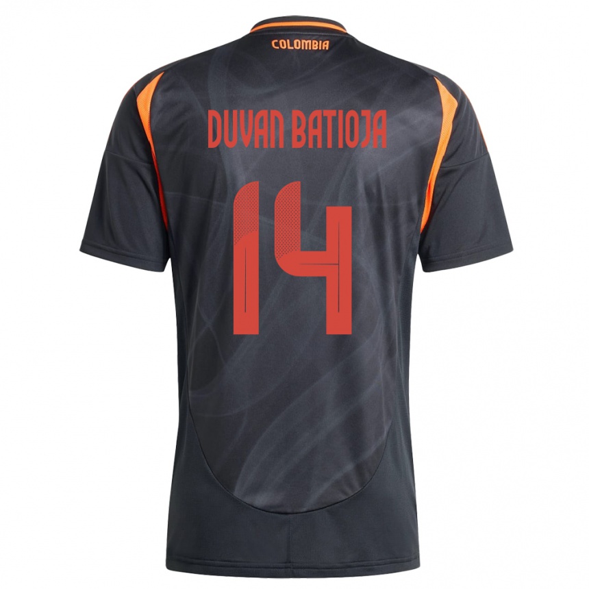 Kids Football Colombia Andy Duván Batioja #14 Black Away Jersey 24-26 T-Shirt Uk