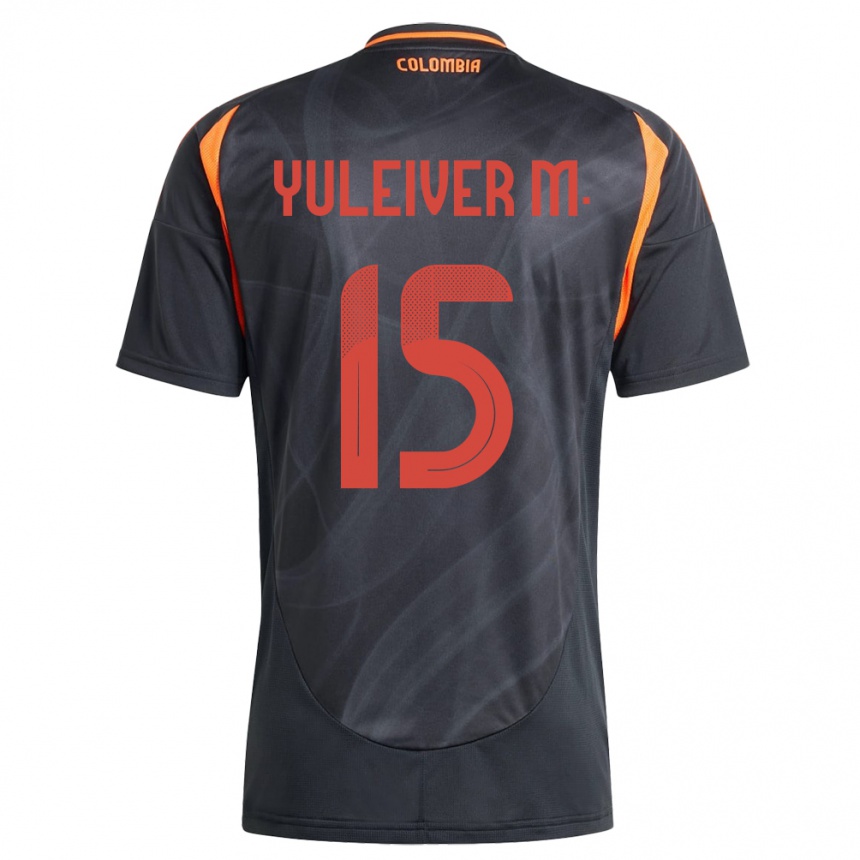 Kids Football Colombia Yuleiver Mosquera #15 Black Away Jersey 24-26 T-Shirt Uk