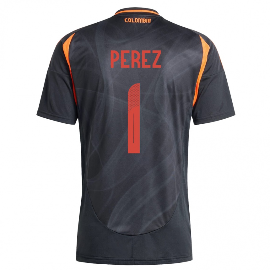 Kids Football Colombia Catalina Pérez #1 Black Away Jersey 24-26 T-Shirt Uk