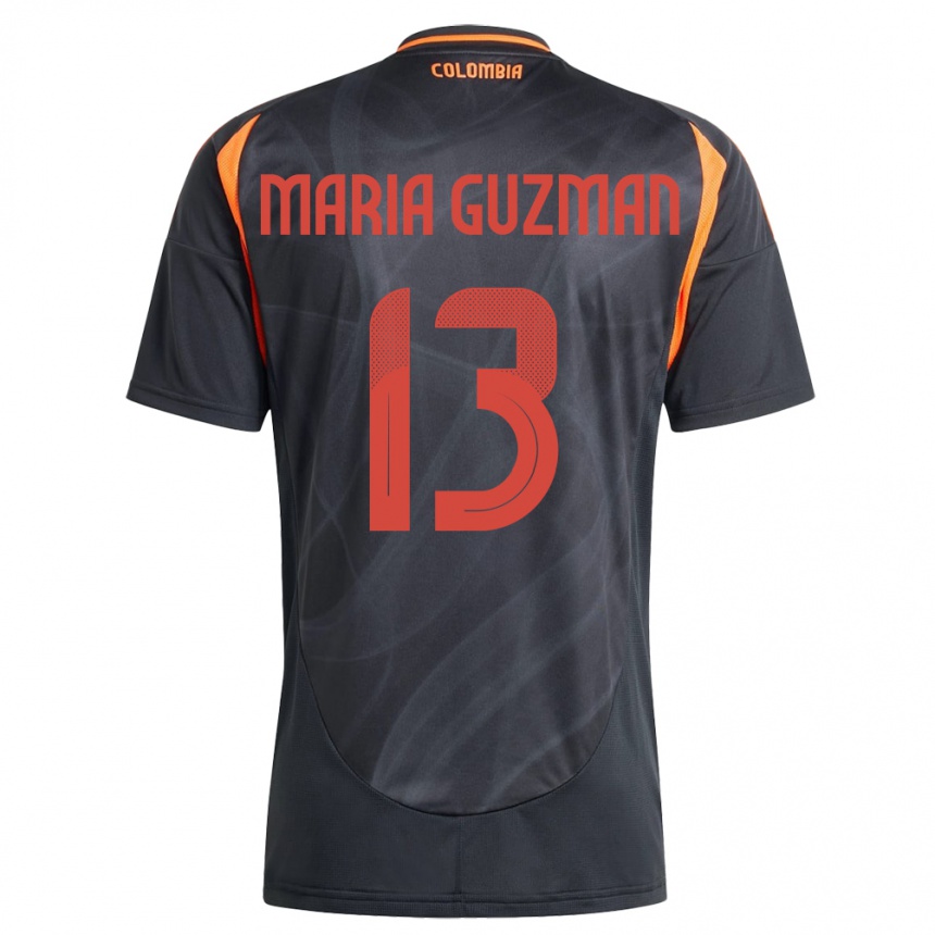 Kids Football Colombia Ana María Guzmán #13 Black Away Jersey 24-26 T-Shirt Uk