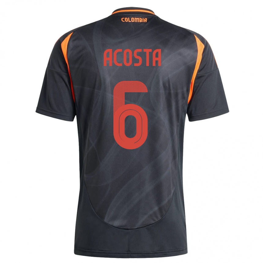 Kids Football Colombia Viviana Acosta #6 Black Away Jersey 24-26 T-Shirt Uk