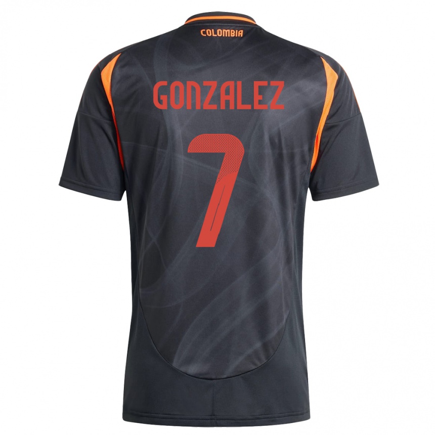 Kids Football Colombia Celis González #7 Black Away Jersey 24-26 T-Shirt Uk