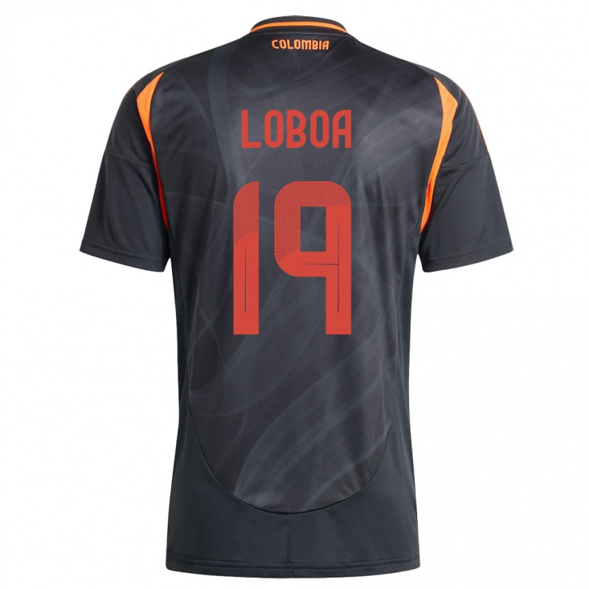 Kids Football Colombia Valerin Loboa #19 Black Away Jersey 24-26 T-Shirt Uk