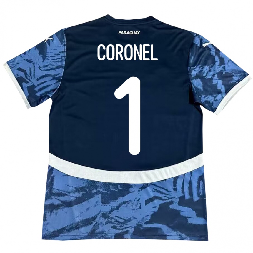 Kids Football Paraguay Carlos Coronel #1 Blue Away Jersey 24-26 T-Shirt Uk