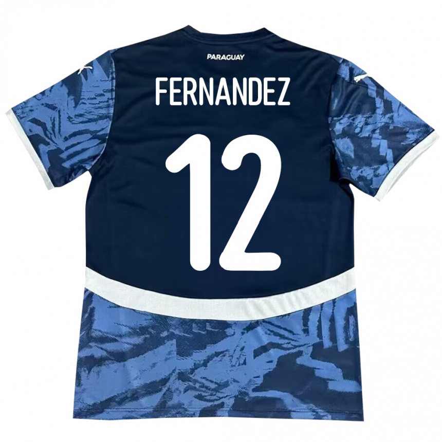 Kids Football Paraguay Gatito Fernández #12 Blue Away Jersey 24-26 T-Shirt Uk