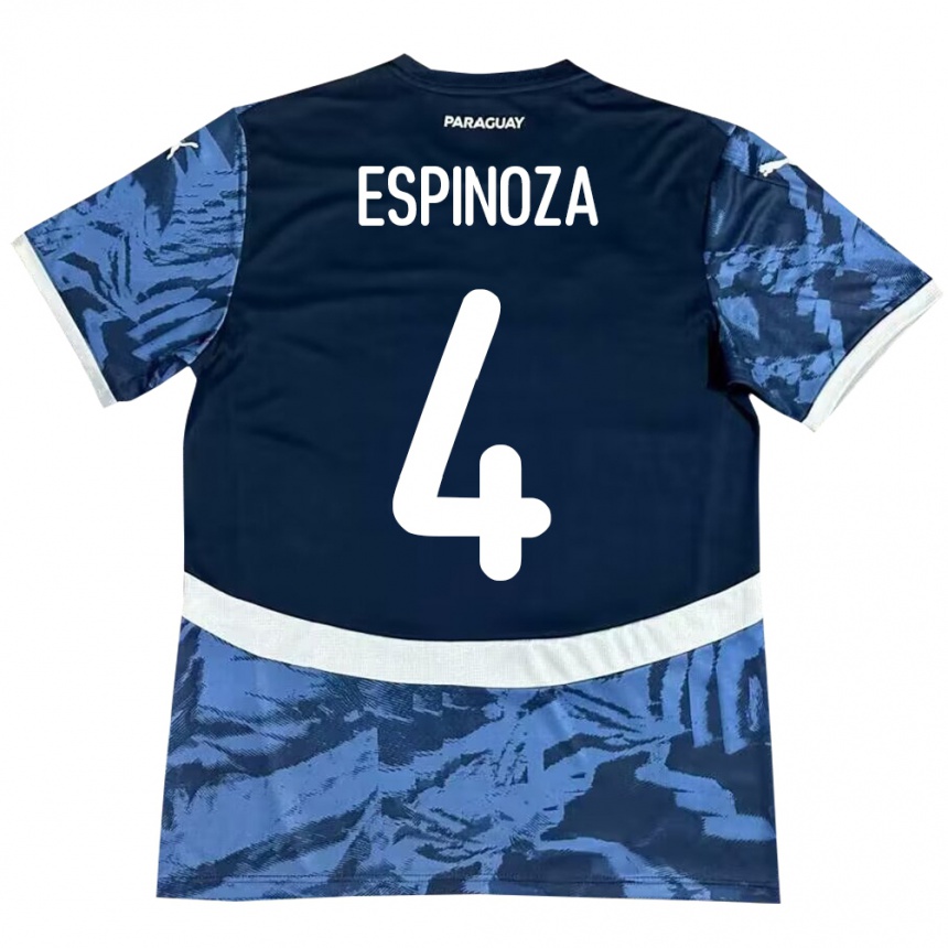 Kids Football Paraguay Matías Espinoza #4 Blue Away Jersey 24-26 T-Shirt Uk