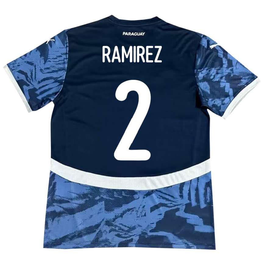 Kids Football Paraguay Iván Ramírez #2 Blue Away Jersey 24-26 T-Shirt Uk