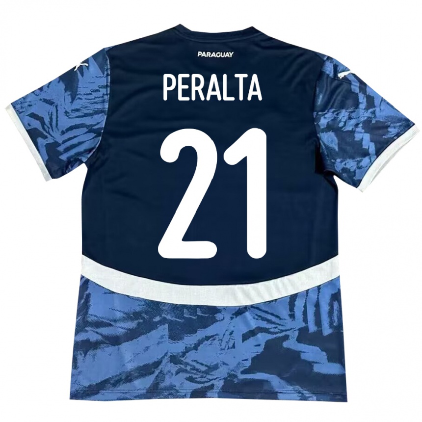 Kids Football Paraguay Fabrizio Peralta #21 Blue Away Jersey 24-26 T-Shirt Uk