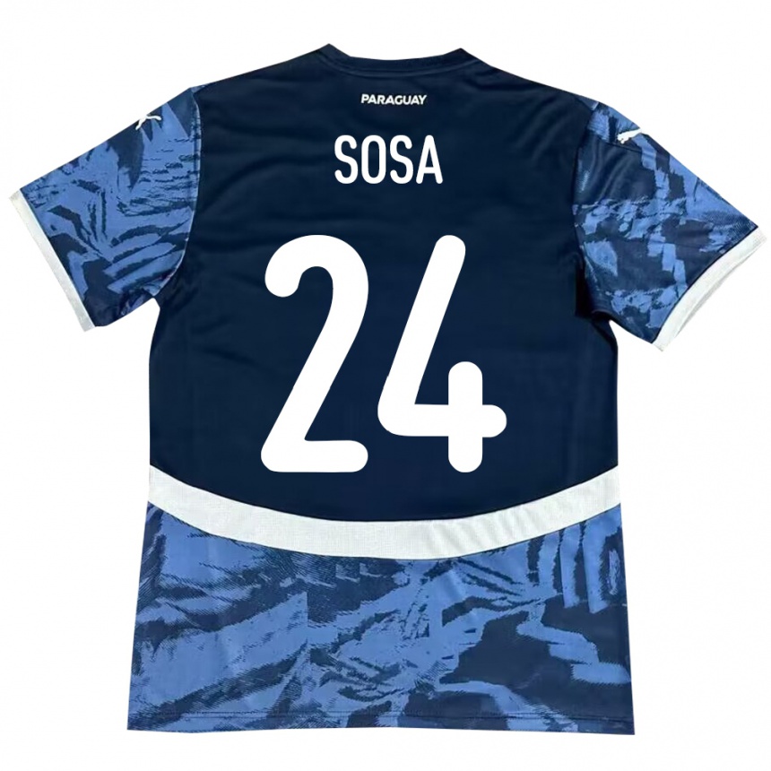 Kids Football Paraguay Ramón Sosa #24 Blue Away Jersey 24-26 T-Shirt Uk