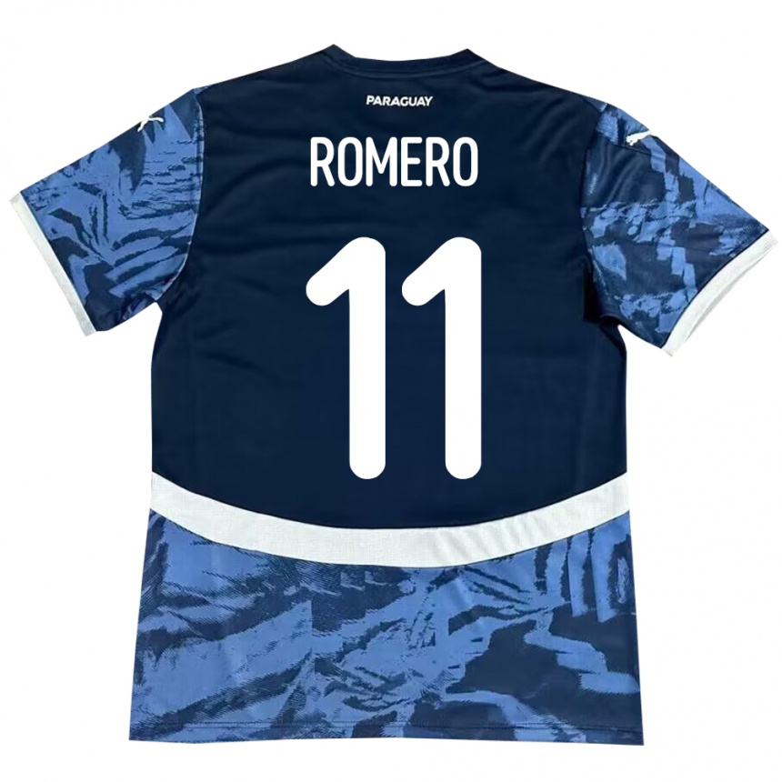 Kids Football Paraguay Ángel Romero #11 Blue Away Jersey 24-26 T-Shirt Uk