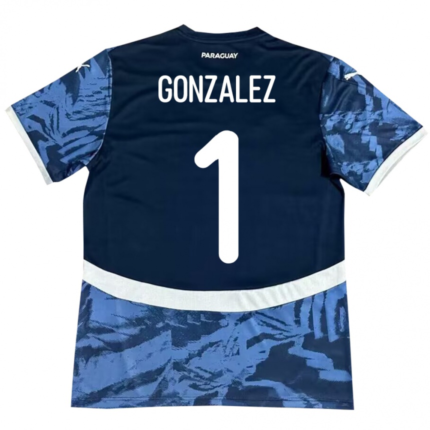 Kids Football Paraguay Ángel González #1 Blue Away Jersey 24-26 T-Shirt Uk