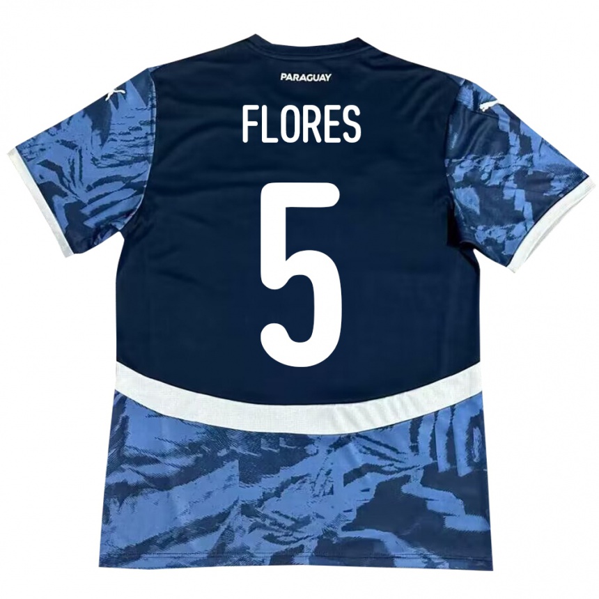 Kids Football Paraguay Gilberto Flores #5 Blue Away Jersey 24-26 T-Shirt Uk