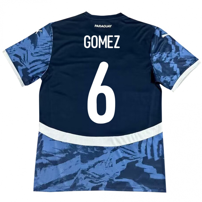 Kids Football Paraguay Marcos Gómez #6 Blue Away Jersey 24-26 T-Shirt Uk