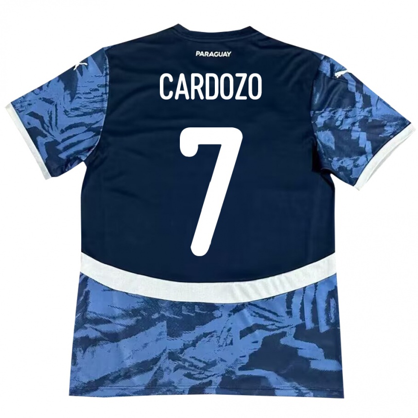 Kids Football Paraguay Fernando Cardozo #7 Blue Away Jersey 24-26 T-Shirt Uk