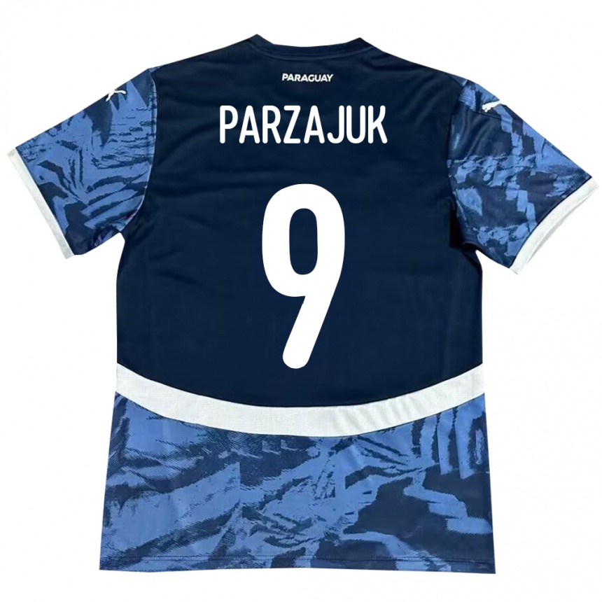 Kids Football Paraguay Kevin Parzajuk #9 Blue Away Jersey 24-26 T-Shirt Uk