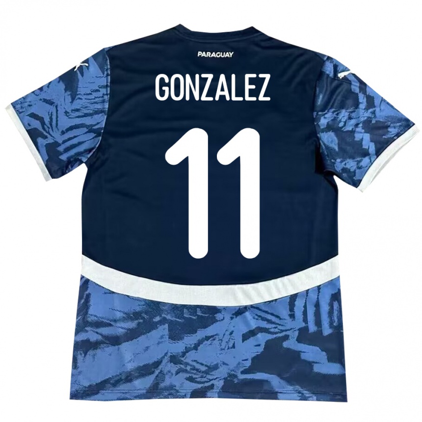 Kids Football Paraguay Enso González #11 Blue Away Jersey 24-26 T-Shirt Uk