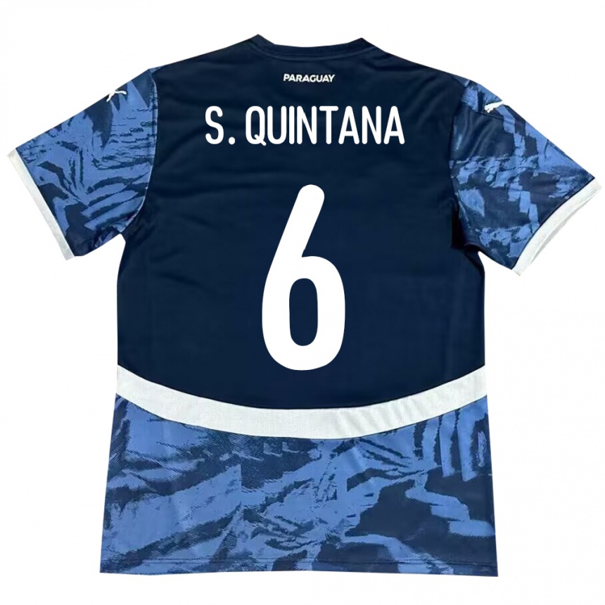 Kids Football Paraguay Sebastián Quintana #6 Blue Away Jersey 24-26 T-Shirt Uk