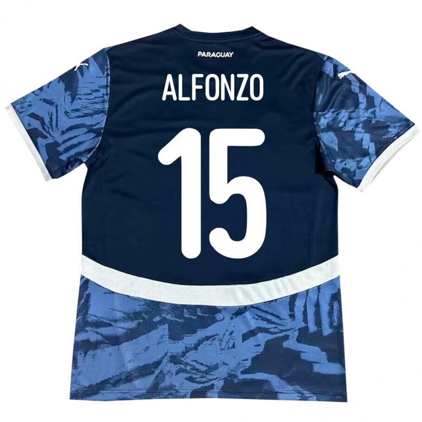 Kids Football Paraguay Axel Alfonzo #15 Blue Away Jersey 24-26 T-Shirt Uk